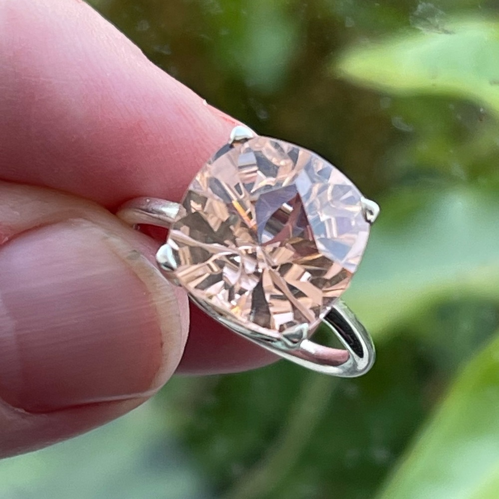 Gorgeous peach Morganite Silver rings 7, 8.5 - Picture 4 of 12